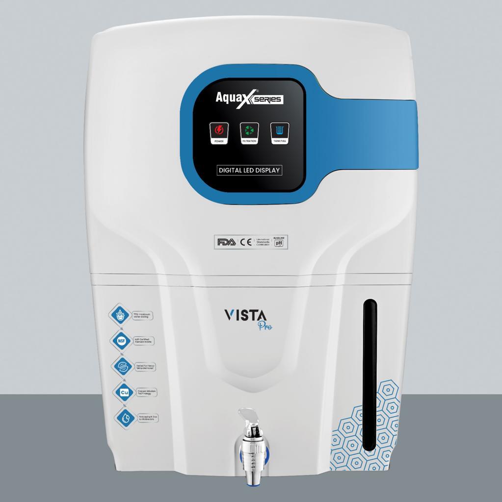White AquaX Vista Pro purifier with a blue accent